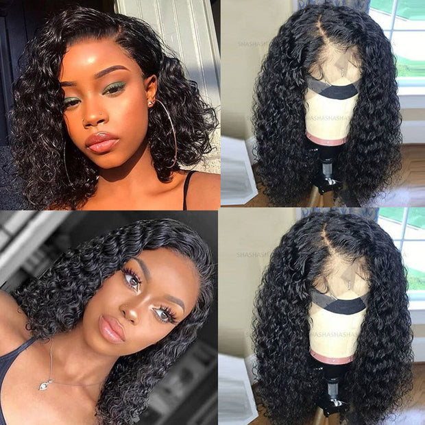 BOGO 10A Short Kinky Curly Hd Transparent Lace Frontal Bob Wigs