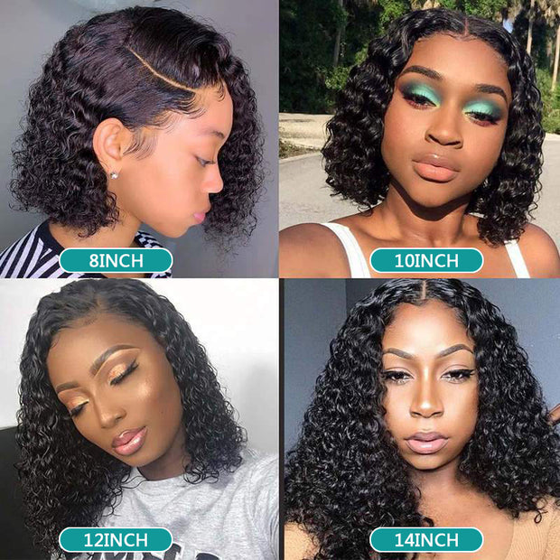 BOGO 10A Short Kinky Curly Hd Transparent Lace Frontal Bob Wigs