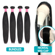 Professional Sewing In Lace Front Wig Cap with Hair Bundles 10A Top Grade Straight Virgin Hair