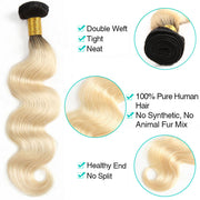 3 Bundles 1b/613 Ombré Blonde Hair Body Wave Brazilian Human Hair - ashimaryhair