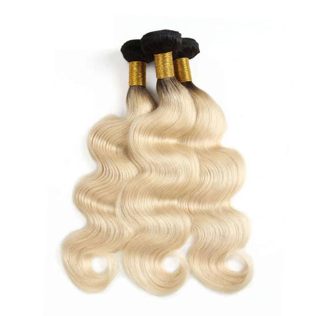 3 Bundles 1b/613 Ombré Blonde Hair Body Wave Brazilian Human Hair - ashimaryhair