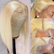BOGO Short Blonde Bob Wig Straight Brazilian Human Hair Transparent Lace 180%
