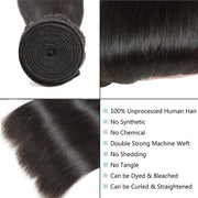 YZ Grace 10A Straight Thick& Soft Brazilian Human Hair Bundles with Closure Virgin Hair Natural Color - ashimaryhair