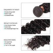 9A Deep Wave Virgin Hair 3 Bundles with Closure Natural Color Brazilian Hair - ashimaryhair