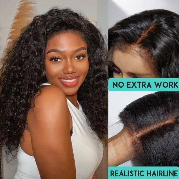 4C Edges Water Wave Hair Realistic Hairline 5x5 Transparent HD Lace Closure WIgs