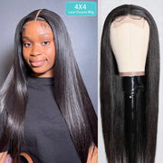 Glueless 4x4 Lace Closure Straight Wig 100% Human Hair