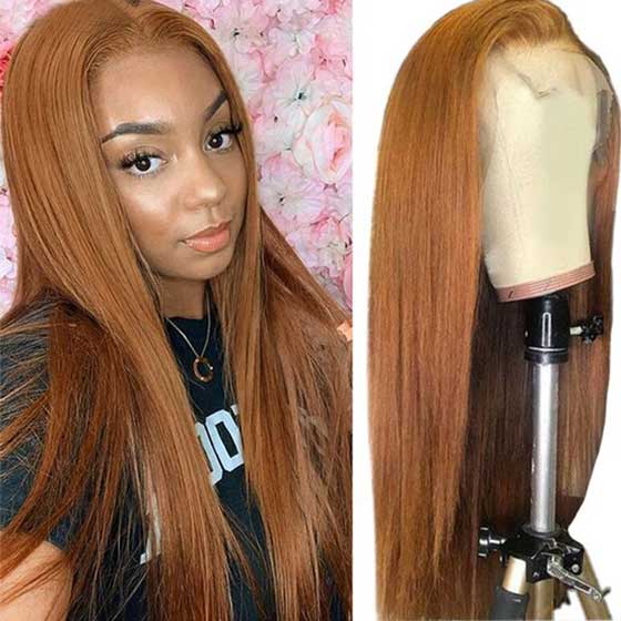 30# Brown 4*4 13*4 13*6 Straight Hair Lace Wigs 180% Pre-plucked Human Hair Lace Front Wigs