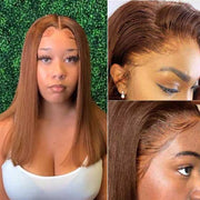 30# Brown 4*4 13*4 13*6 Straight Hair Lace Wigs 180% Pre-plucked Human Hair Lace Front Wigs