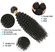 10A Kinky Curly Hair 4 Bundles With Closure Brazilian Hair Natural Color - ashimaryhair