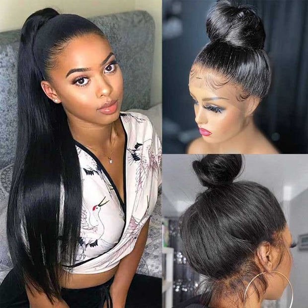 360 Lace Frontal Wig Hd Transparent Lace Frontal Straight Brazilian Human Hair Natural Color 10A Hair Pre-Plucked With Baby Hair