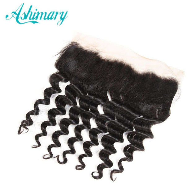 Loose Deep Wave Hair Lace Frontal 13x4Inchs Natural Color 100% Human Hair - ashimaryhair