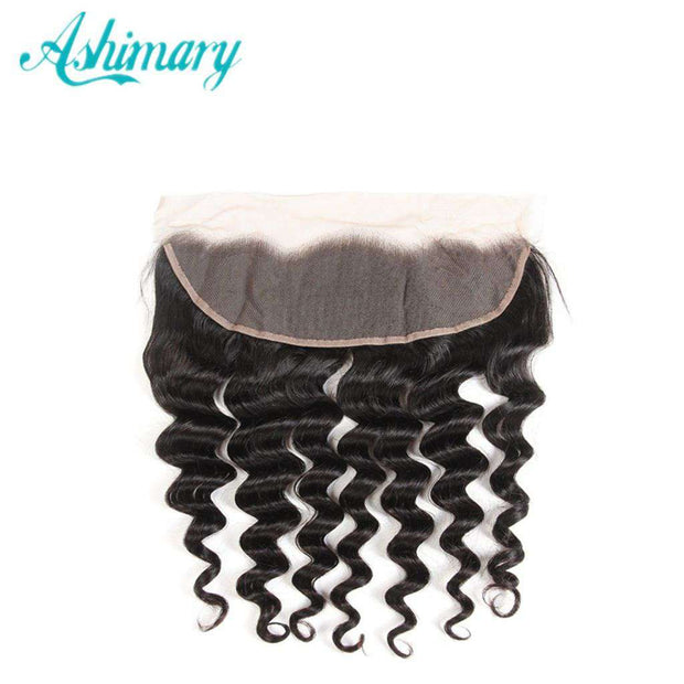 Loose Deep Wave Hair Lace Frontal 13x4Inchs Natural Color 100% Human Hair - ashimaryhair