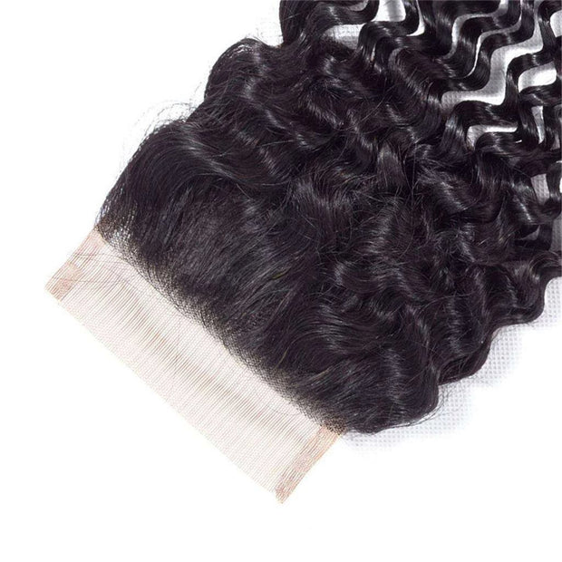 Afro Kinky Curly Hair 3 Bundles with Closure 10A Brazilian Human Hair Natural Color - ashimaryhair