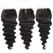 9A Loose Deep Wave Virgin Hair 3 Bundles with Closure Natural Color Brazilian Hair - ashimaryhair