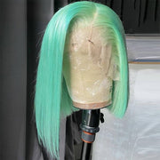 BOGO Green Summer Bob Short Hair Colorful  Human Hair Transparent Lace
