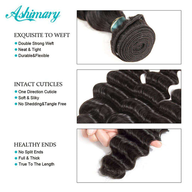 Loose Deep Wave Hair Bundles 9A 100% Human Hair Natural Color - ashimaryhair