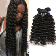 3 Bundles 10A Deep Wave Human Hair Bundles Natural Color - ashimaryhair