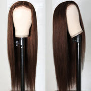 Chestnut Brown 4x4 13x4 13x6 Lace Wigs Pre-plucked 4# Straight Human Hair Front Wigs Luxurious Customization