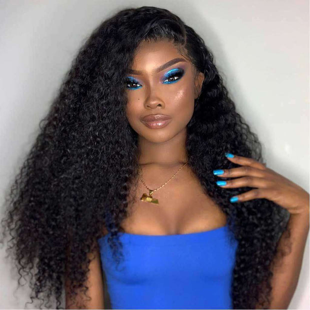 9A Kinky Curly 3 Bundles with Lace Frontal Natural Color Virgin Hair - ashimaryhair