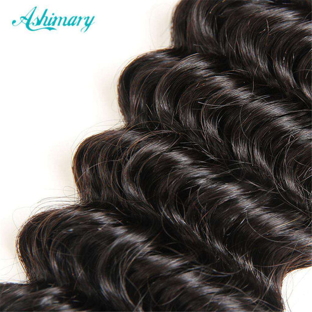 Luxurious Deep Wave 4 Bundles With Closure Natural Color - ashimaryhair