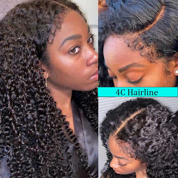 4C Edge Hairline Transparent Lace Front Wigs Deep Wave Hair
