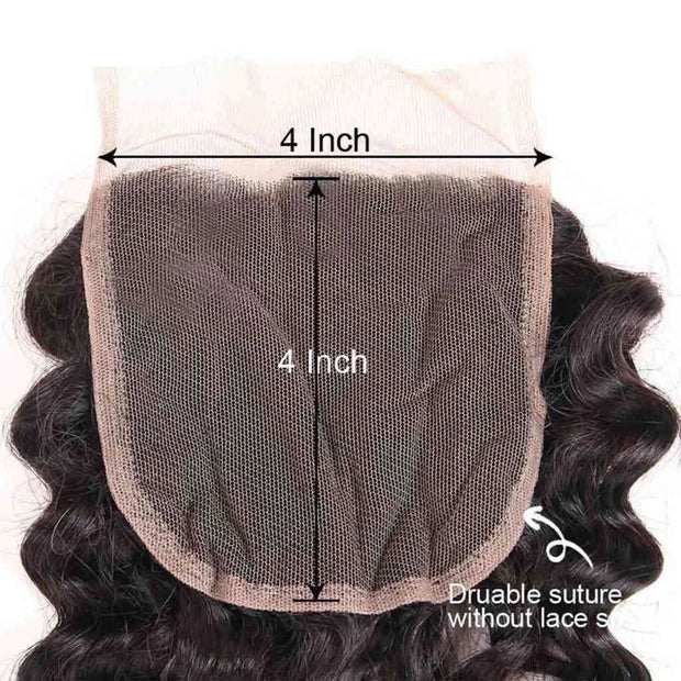 9A Deep Wave Virgin Hair 3 Bundles with Closure Natural Color Brazilian Hair - ashimaryhair