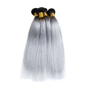 4 Bundles Grey Ombre Hair Straight Brazilian Human Hair Bundles - ashimaryhair