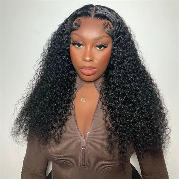 Glueless V Part Kinky Curly Human Hair Wig Beginner Friendly
