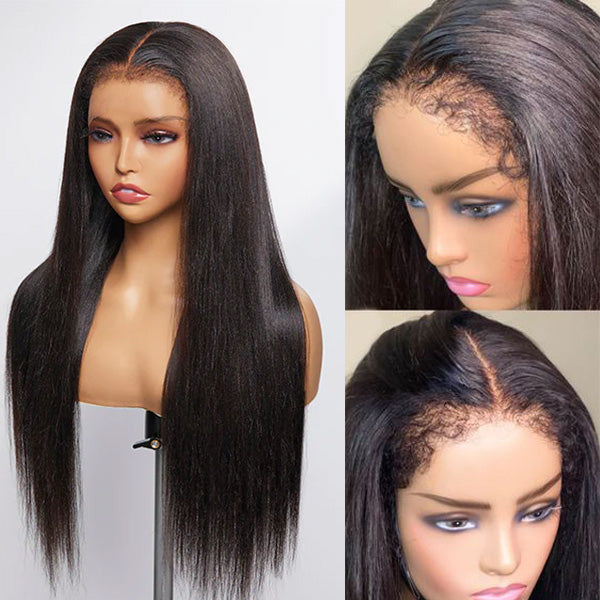 4C Edge Hairline-Straight Hair 13x4/13x6 HD Transparent Lace Front Wigs With Kinky Edges Curly Baby Hair