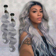 Ombre Grey Hair Bundle Body Wave 100% Human Hair - ashimaryhair