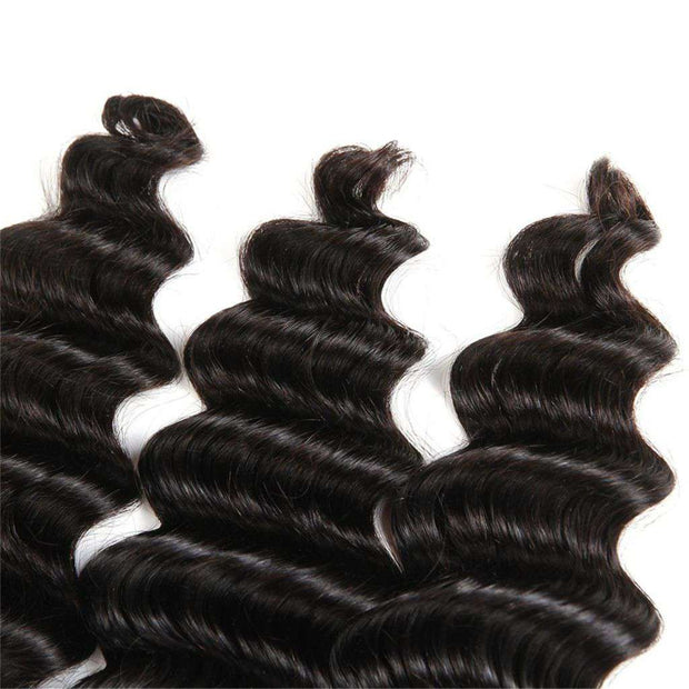 4 Bundles 9A Loose Deep Wave Indian Human Hair Bundles Natural Color - ashimaryhair