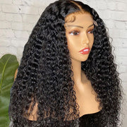Deep Wave Glueless 5*5 HD Transparent Closure Wig Brazilian Human Hair Natural Color Ashimary
