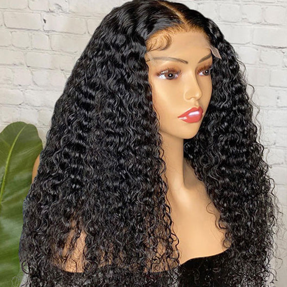 Deep Wave Glueless 5*5 HD Transparent Closure Wig  Brazilian Human Hair Natural Color Ashimary