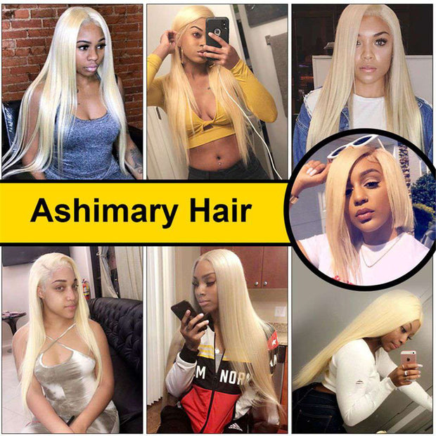 613 Honey Blonde Brazilian Straight Hair 3 Bundles With Frontal Human Hair - ashimaryhair