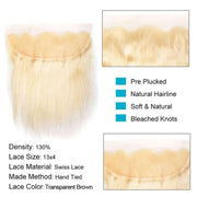 613 Honey Blonde Peruvian Straight Hair 3 Bundles With Frontal Human Hair