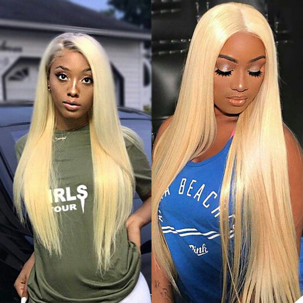 613 Honey Blonde Brazilian Straight Hair 3 Bundles With Frontal Human Hair - ashimaryhair