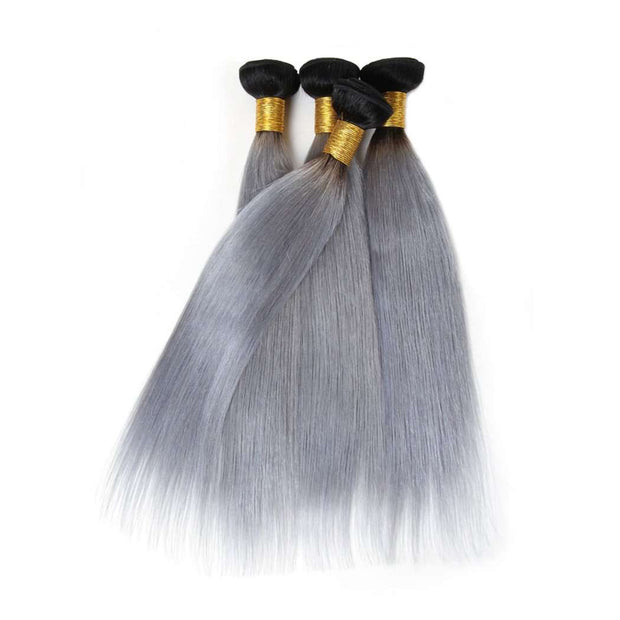 Hair Bundles Grey Ombre Hair Straight Brazilian Human Hair Bundles - ashimaryhair