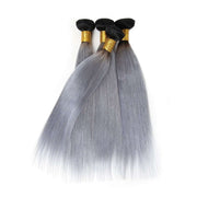 4 Bundles Grey Ombre Hair Straight Brazilian Human Hair Bundles - ashimaryhair