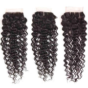 9A Deep Wave Virgin Hair 3 Bundles with Closure Natural Color Brazilian Hair - ashimaryhair
