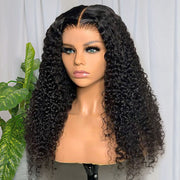 Ashimary Jerry Curly Glueless 5x5 HD Transparent Closure Wig Brazilian Human Hair Natural Color