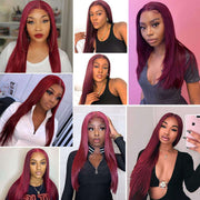 99J Burgundy Straight 4x4 5x5 6x6 Glueless Lace Closure Wig Ashimary Virgin Hair