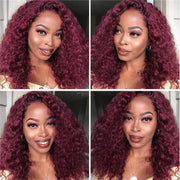 99J Burgundy Water Wave Curly Lace Wig Frontal Wigs 13x4 13x6 Ashimary Virgin Hair Front Wigs
