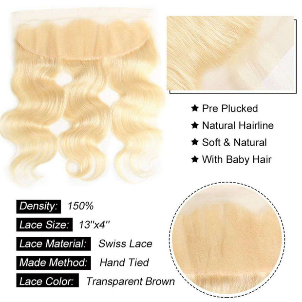 613 Honey Blonde Brazilian Body Wave Hair 3 Bundles With Frontal Human Hair - ashimaryhair