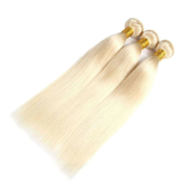 613 Honey Blonde Brazilian Straight Hair 3 Bundles With Frontal Human Hair - ashimaryhair