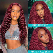 99j Burgundy Curly Hair 4x4 5x5 6x6 Glueless Lace Closure Wig Ashimary Virgin Hair