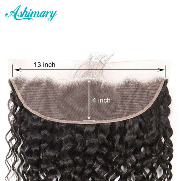 Water Wave Hair Lace Frontal 13x4Inchs Natural Color 100% Human Hair - ashimaryhair