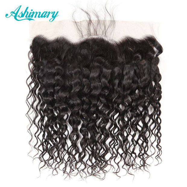 Water Wave Hair Lace Frontal 13x4Inchs Natural Color 100% Human Hair - ashimaryhair