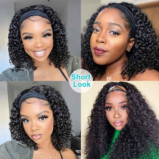 BOGO Flash Sale Headband Juicy Curly Wig 10A Virgin Human Hair Natural Color