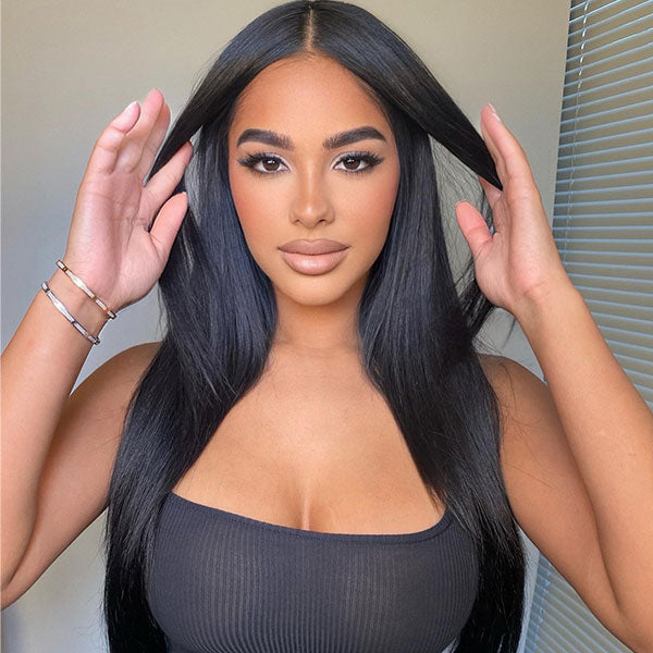 Wear and Go Air Wig  For Beginners Straight Hair Breathable Cap Wig With Pre-plucked Hairline