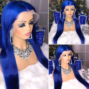 Blue Wig 13x4 13x6 Transparent Lace Frontal Wig Bone Straight Wig Ashimary Human Hair